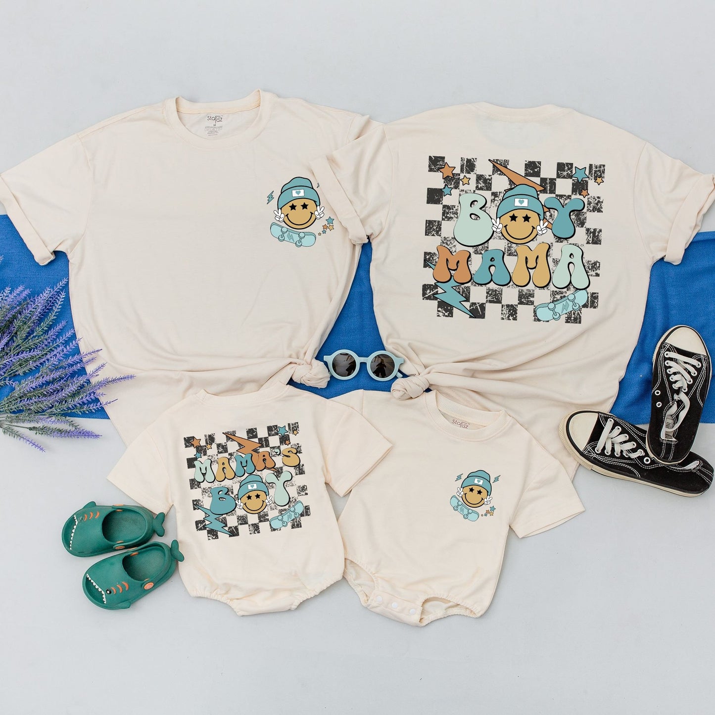 Mama's Boy & Boy Mama Matching Shirts Cute Mom and Son Outfits Mommy and Me Tees New Mom Gift Skater Style Rocker Mom Comfortable Cotton Matching Set