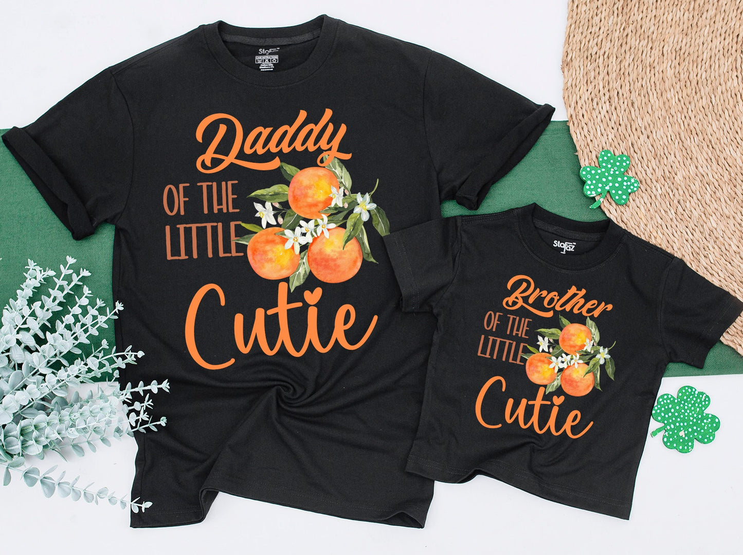Little Cutie Orange Family Matching Shirts Rompers Daddy Mama Sister Newborn Toddler Bright Fruit Design Baby Shower Gift Apparel