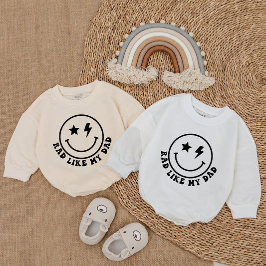 Rad Like Dad Baby Romper Sweatshirt Bubble Cozy Father's Day Outfit for Baby Boy Newborn Gift