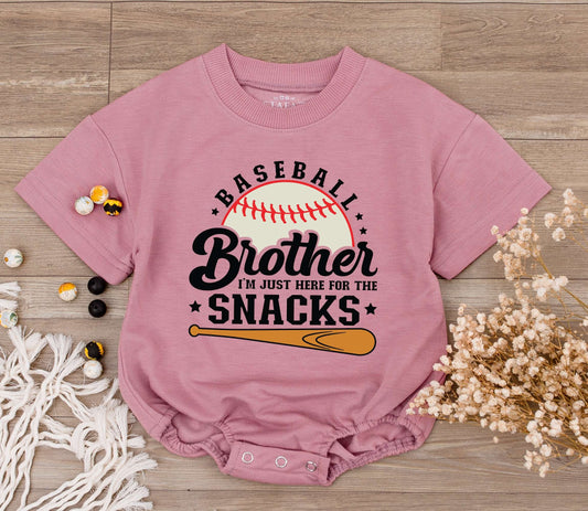 Baseball Brother Romper, I'm Just Here for The Snacks Outfit Boy Baby Baseball Game Day Gift, Cute Newborn Jumpsuit
