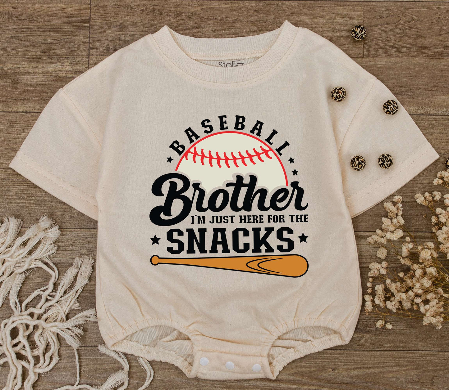 Baseball Brother Romper, I'm Just Here for The Snacks Outfit Boy Baby Baseball Game Day Gift, Cute Newborn Jumpsuit