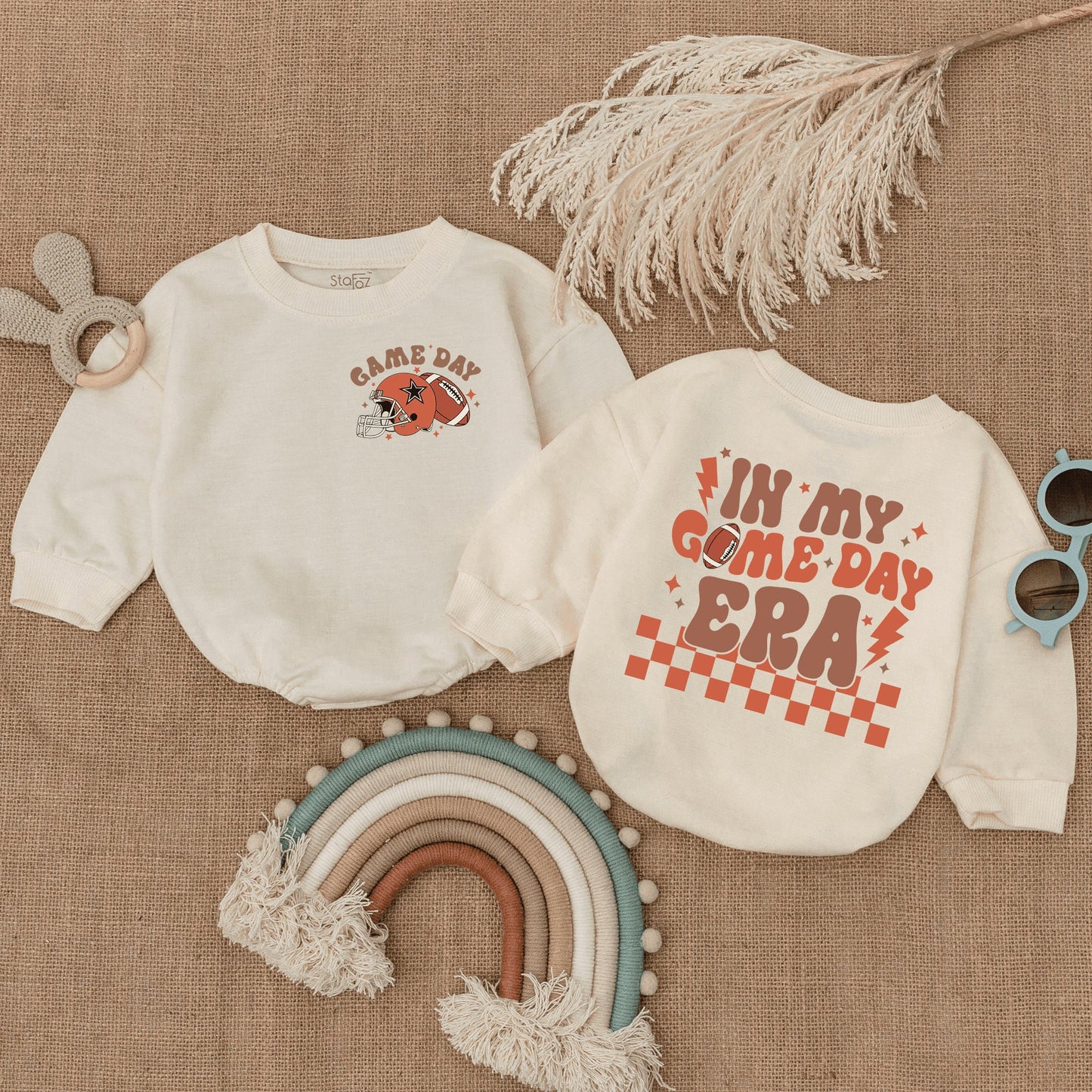 Football Game Day Baby Romper Cozy Football Season Vibes Bubble Bodysuit Comfort for Little Fan