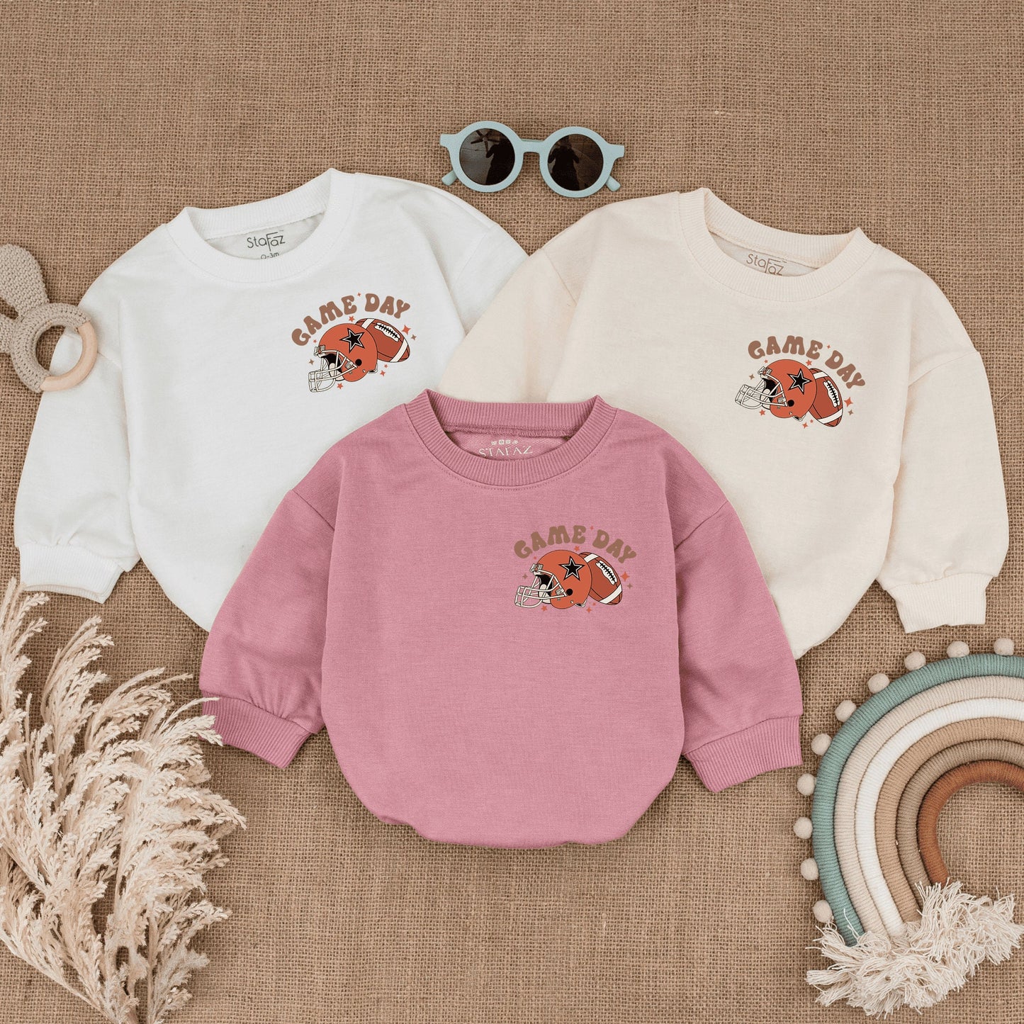 Football Game Day Baby Romper Cozy Football Season Vibes Bubble Bodysuit Comfort for Little Fan