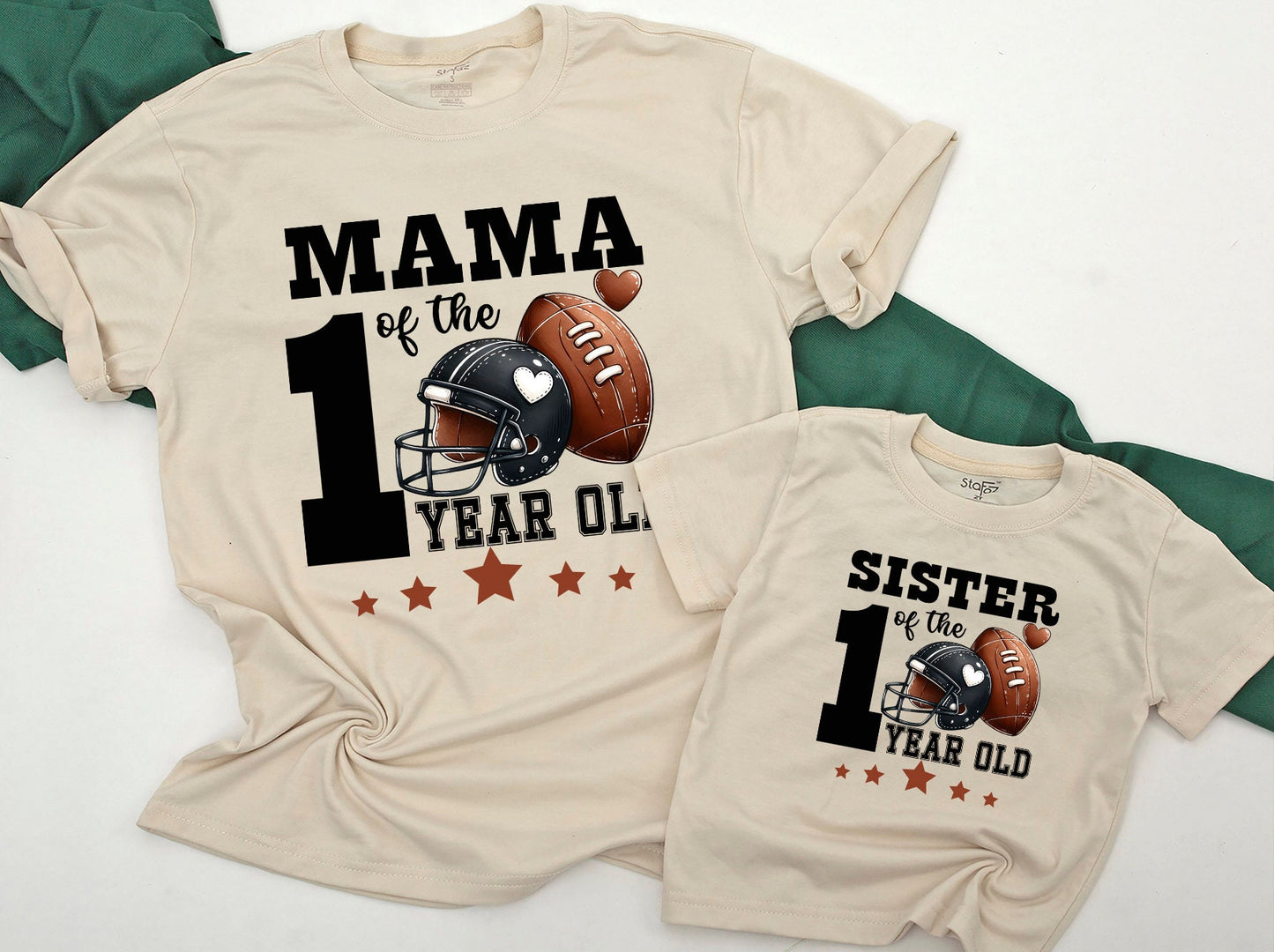 Football First Birthday Matching Family Shirts 1st Year Down Birthday Outfit 1st Down Football Celebration for Dad Mama Sister