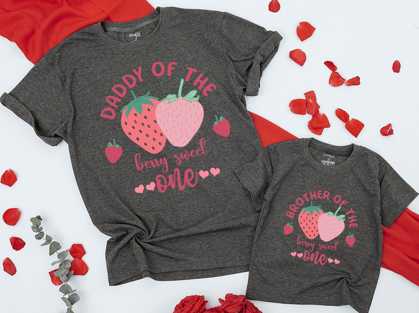 Berry Sweet One Family Matching 1st Birthday Shirts Strawberry Outfit for Mama, Daddy, Sister Cute First Birthday Party Theme, 130-140 characters