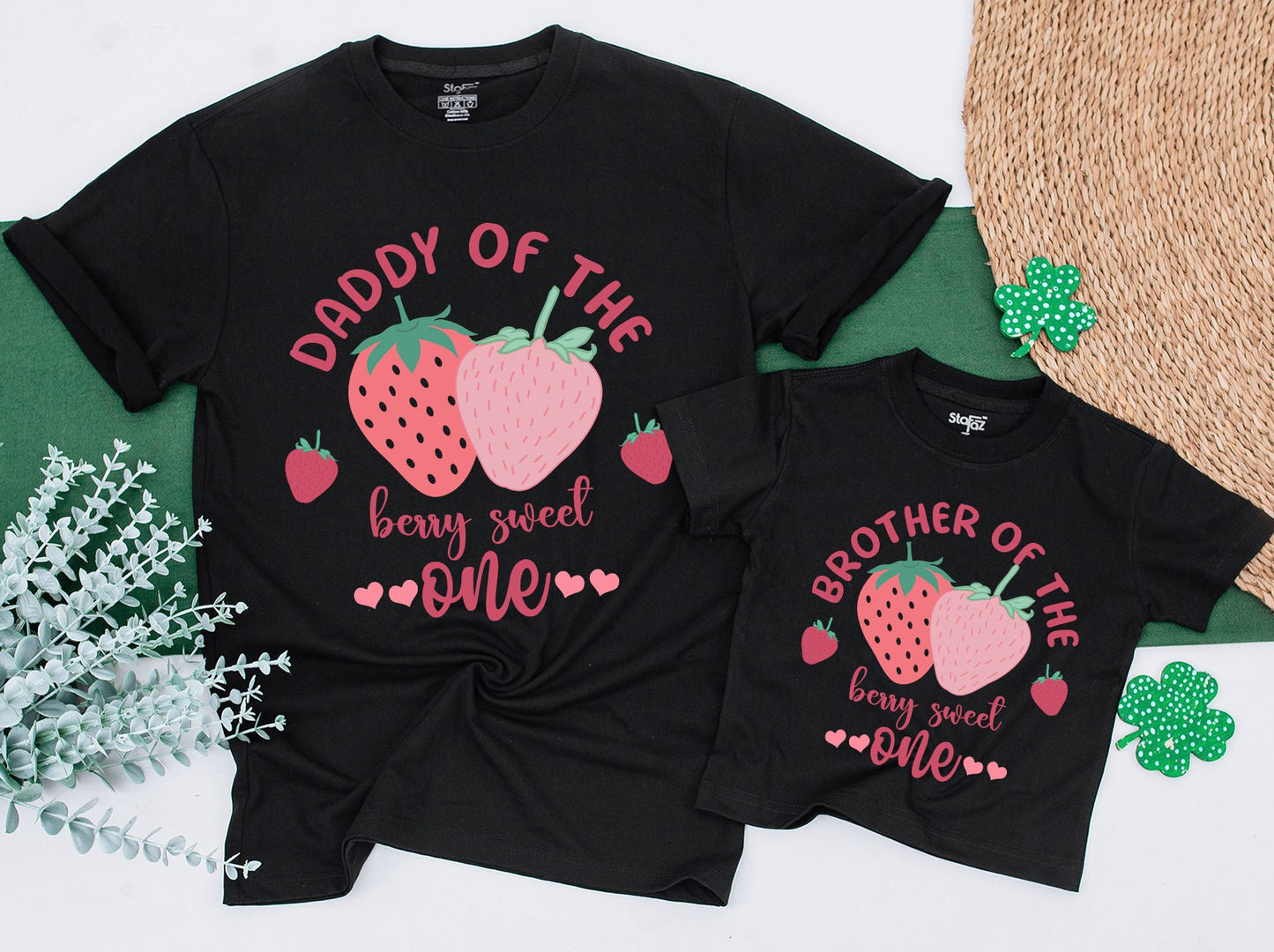 Berry Sweet One Family Matching 1st Birthday Shirts Strawberry Outfit for Mama, Daddy, Sister Cute First Birthday Party Theme, 130-140 characters