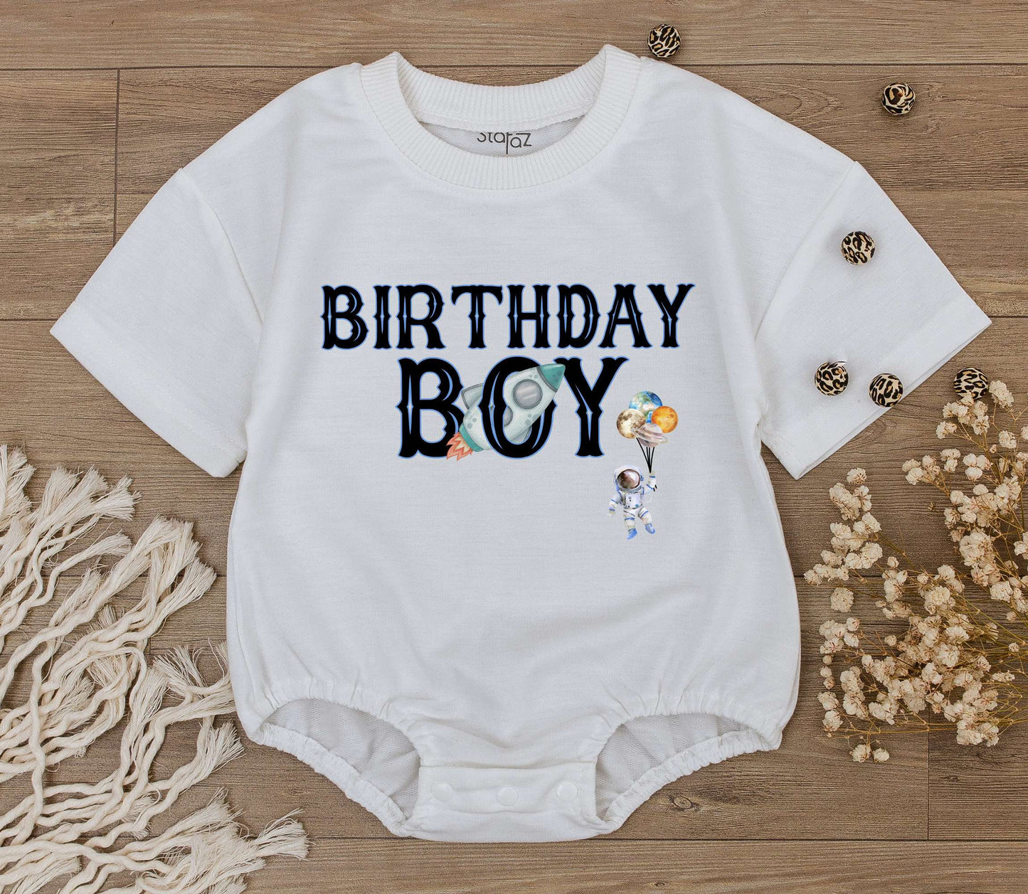 Galaxy Birthday Boy Bodysuit Rocket Ship Font Astronaut Planet Balloons Turquoise Red First Birthday Outfit Cute Baby Clothes
