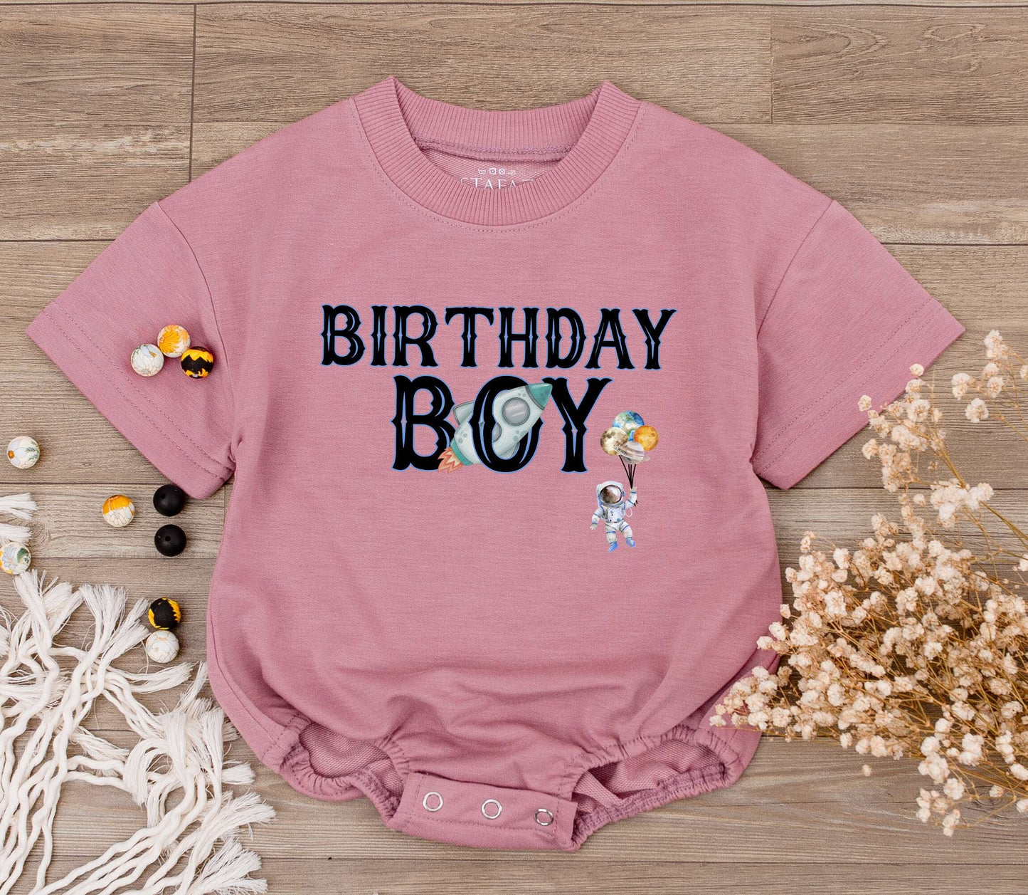 Galaxy Birthday Boy Bodysuit Rocket Ship Font Astronaut Planet Balloons Turquoise Red First Birthday Outfit Cute Baby Clothes
