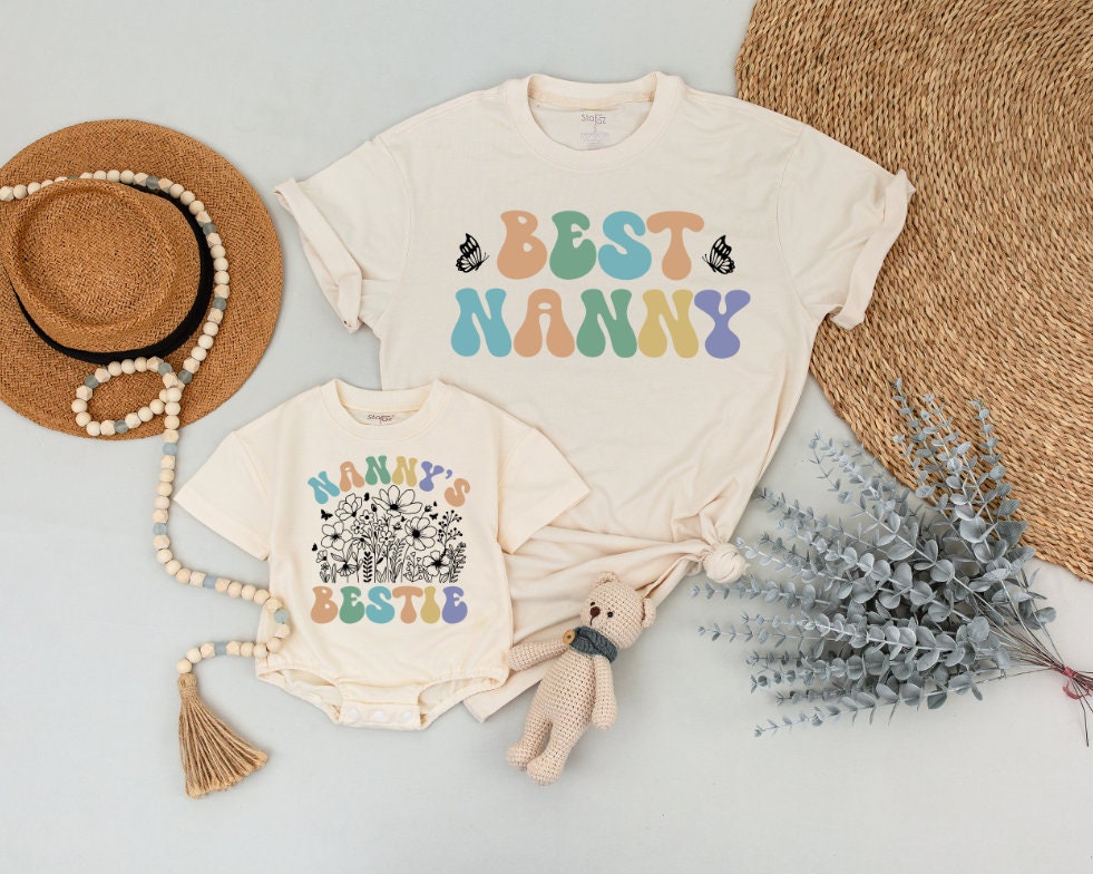 Nanny's Bestie & Grandma's Bestie Matching Shirts for Mom & Baby! 1st Mother's Day Gift, New Grandma Outfit