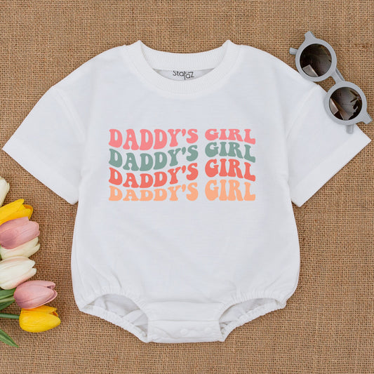 Daddy's Girl Oversized Bubble Romper for Baby Girls First Father's Day Infant Outfit Soft Comfortable Cotton Blend Shower Gift Idea