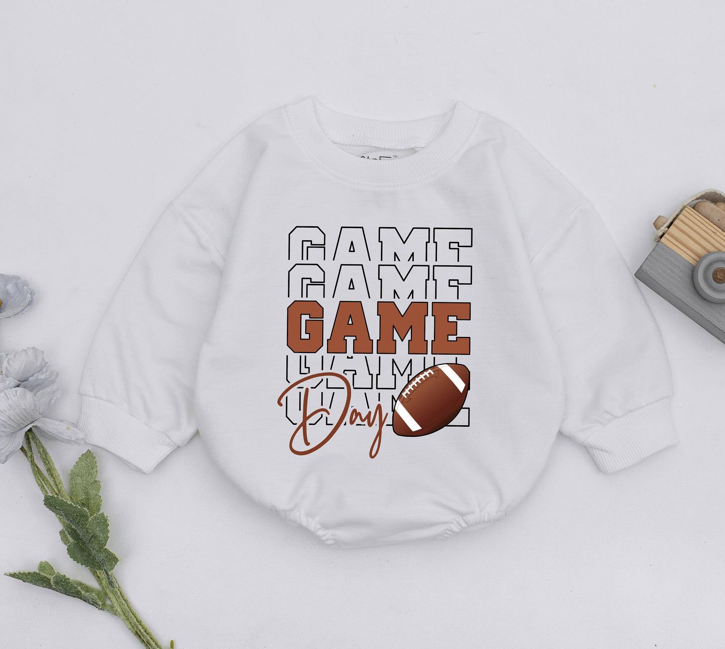 Retro Football Baby Romper, Fall Game Day Outfit, Baby Shower Gift