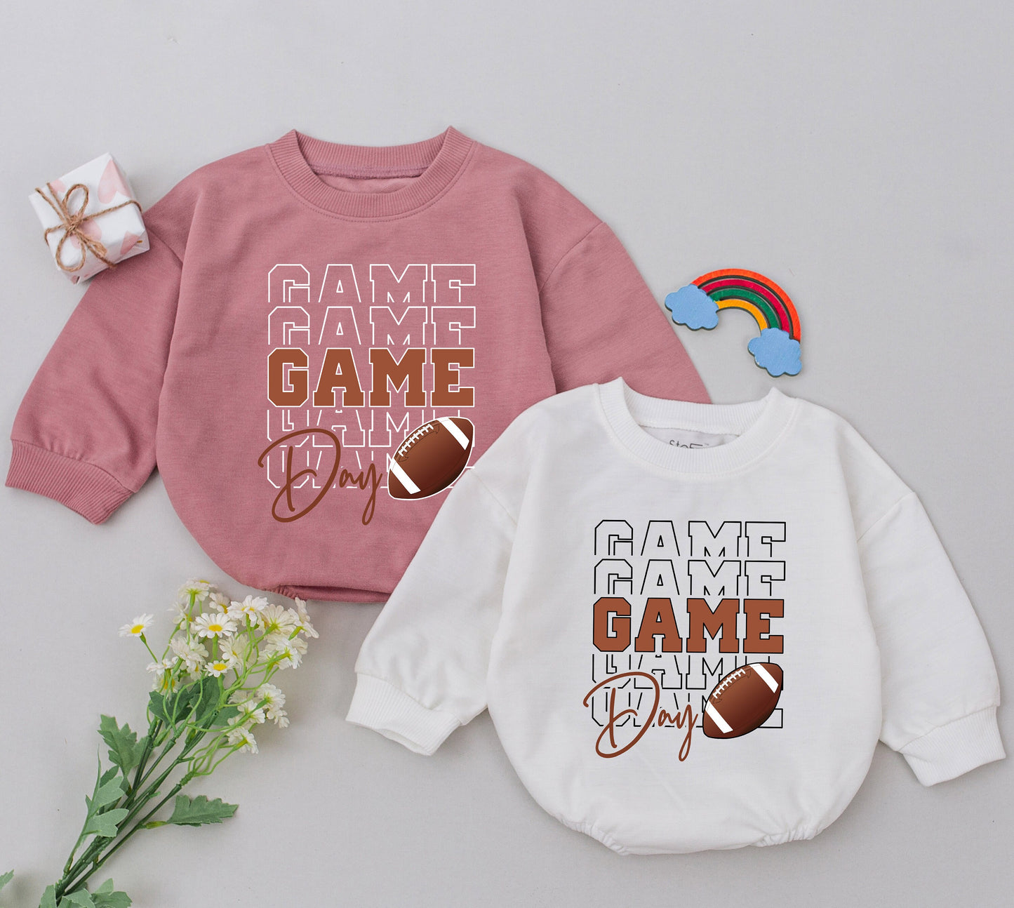Retro Football Baby Romper, Fall Game Day Outfit, Baby Shower Gift