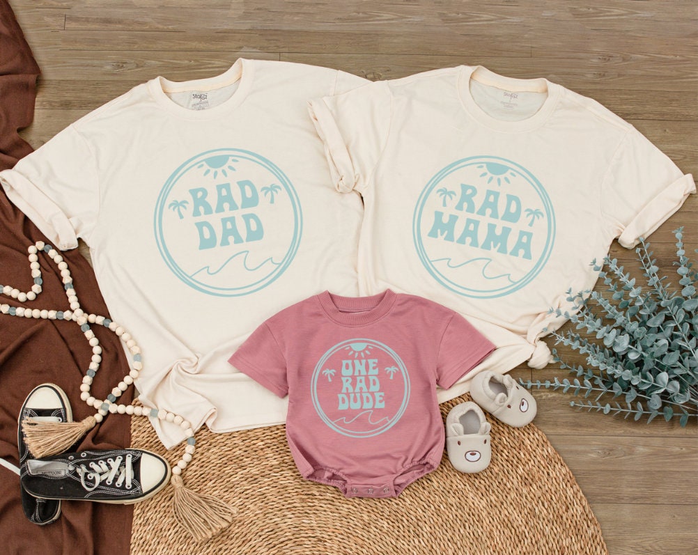 Matching Surf Family Birthday Shirts, The Big One, Rad Dude Shirts for Surfer Family Outfits, 1st Birthday, Summer Fun