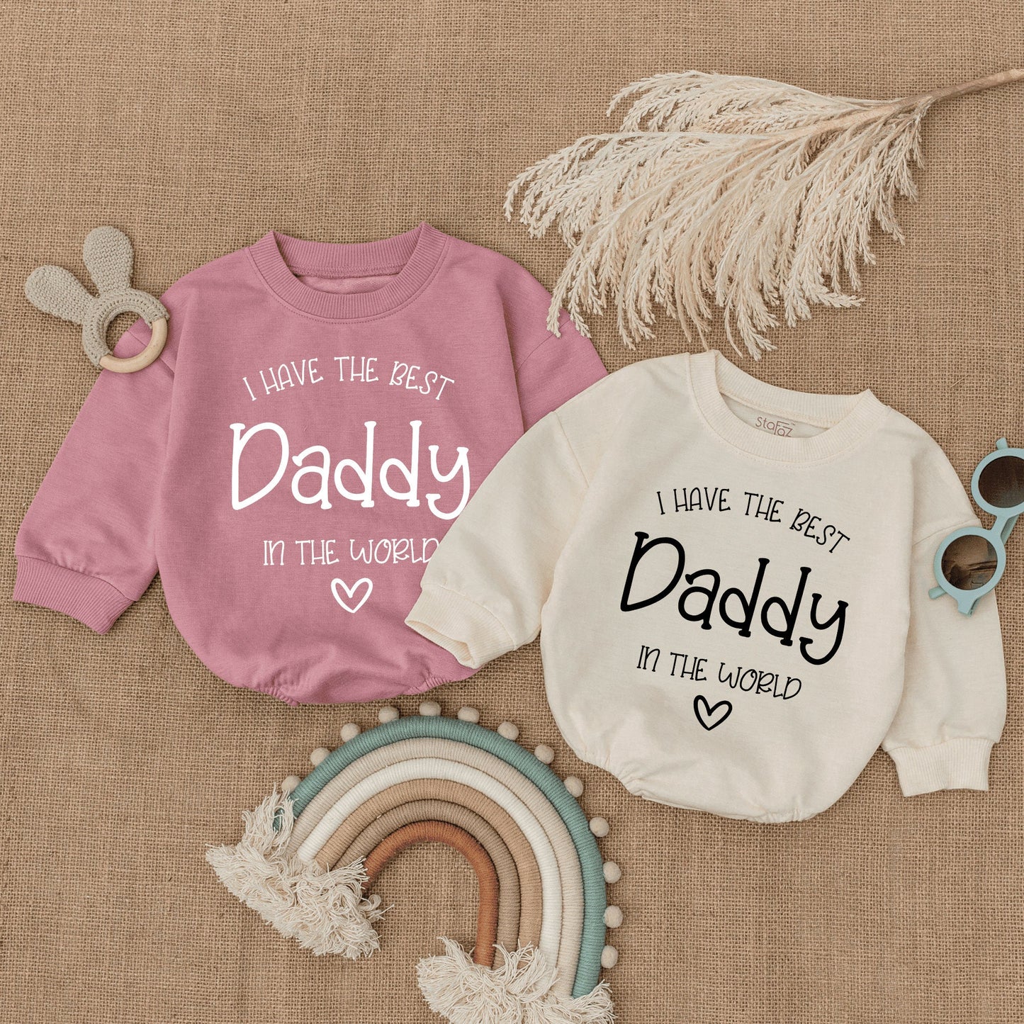 I Have The Best Daddy In The World Baby Romper Soft Cotton Newborn Infant Bodysuit for Fathers Day Gift New Dad Coming Home Outfit Pregnancy Announcement