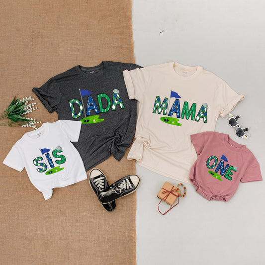 Hole in One Birthday Shirt Matching Family Golf Outfits Mommy and Me First Birthday Natural Baby Bodysuit