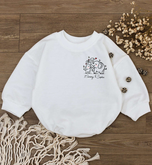 Personalized Elephant Baby Romper for First Mother's Day Gift