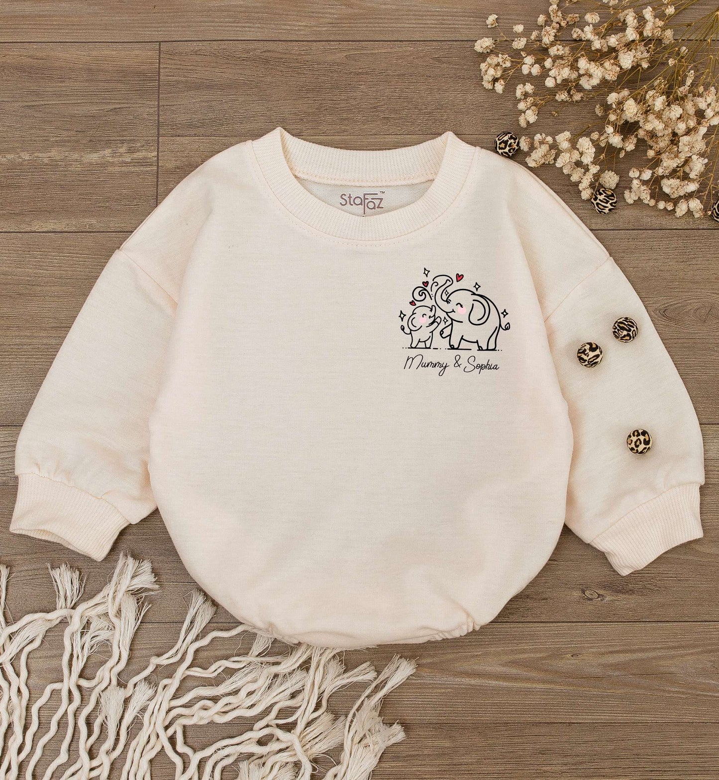 Personalized Elephant Baby Romper for First Mother's Day Gift