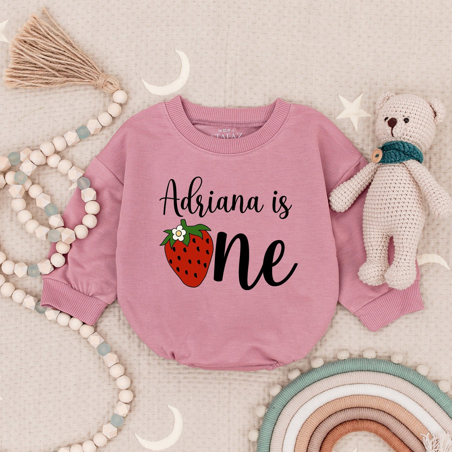 Berry First Birthday Outfit: Custom Strawberry Romper & Bodysuit