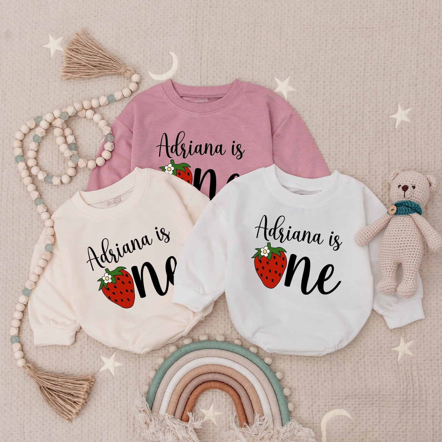 Berry First Birthday Outfit: Custom Strawberry Romper & Bodysuit