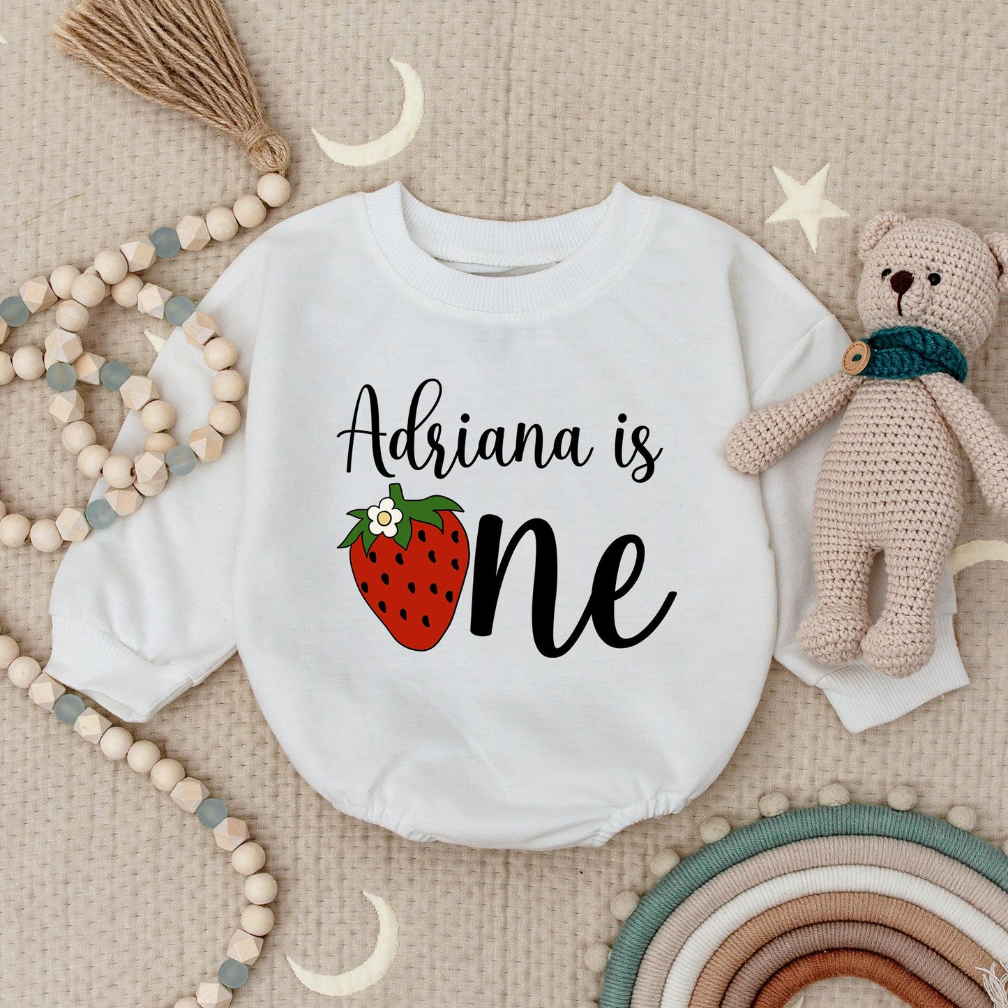 Berry First Birthday Outfit: Custom Strawberry Romper & Bodysuit