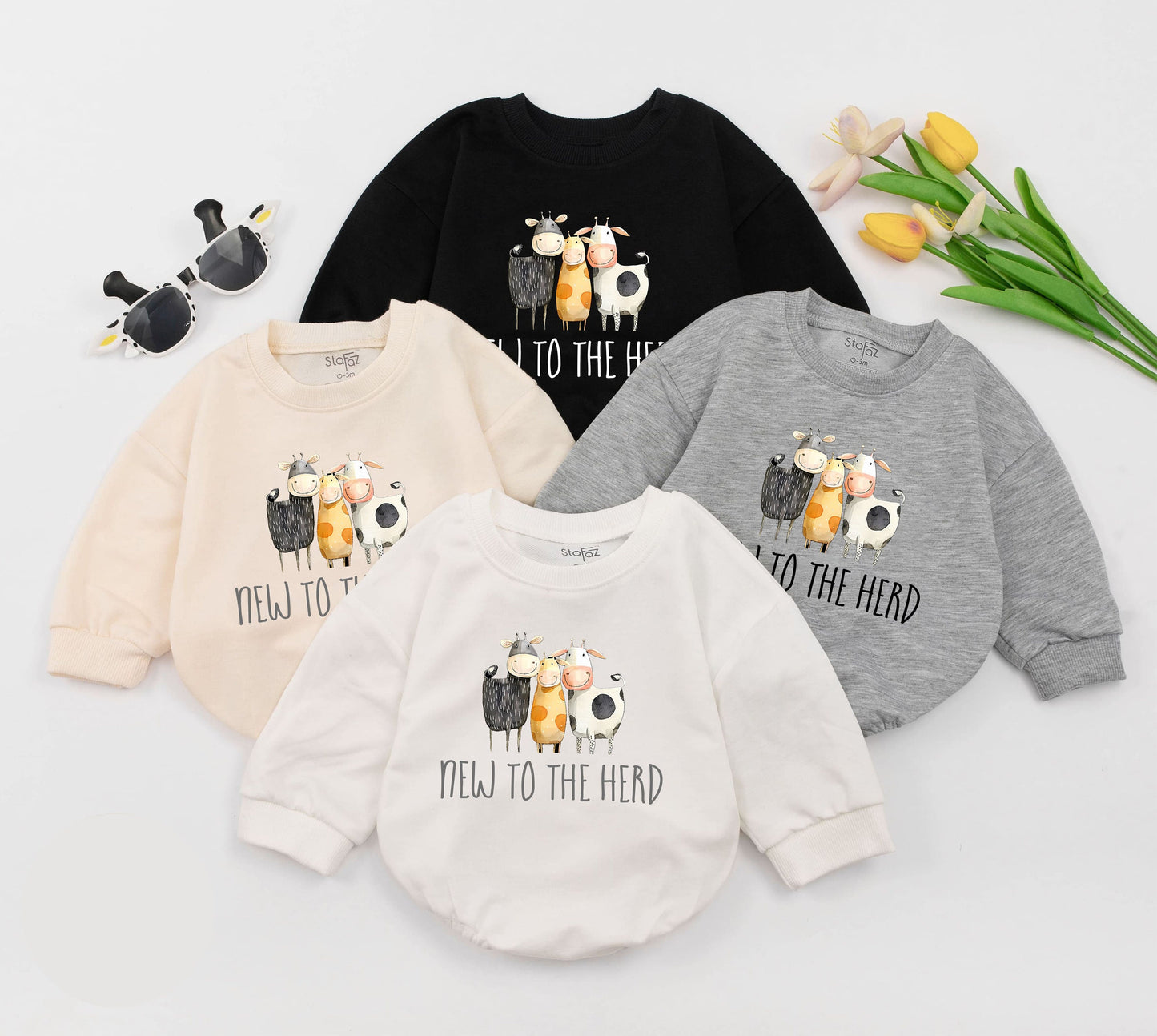 Cow-Themed Newborn Romper: Funny Farm Baby Outfit, Gender Neutral