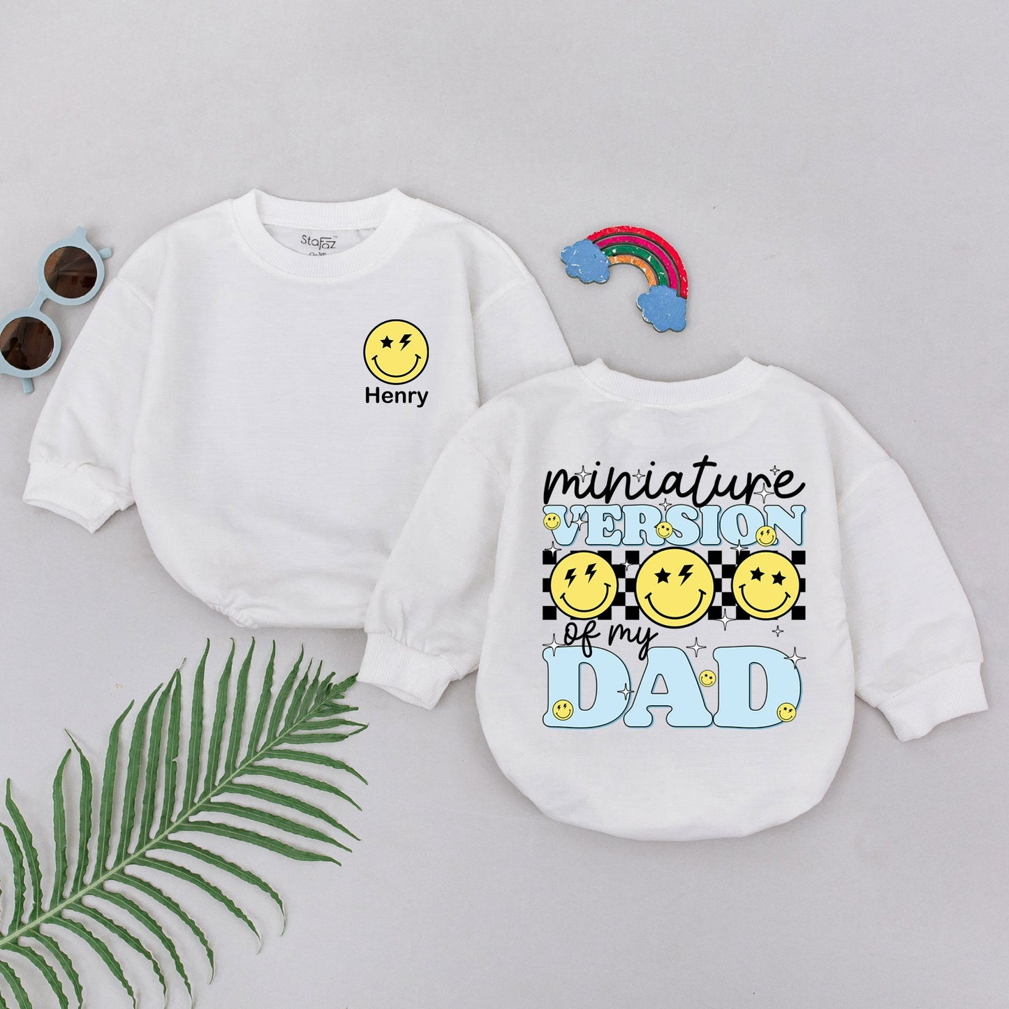Miniature Dad Romper for Baby Girl or Boy: Father's Day Gift, Hi Daddy! New Baby Outfit, Soft Newborn Clothes, Bubble Romper, Baby Shower Present