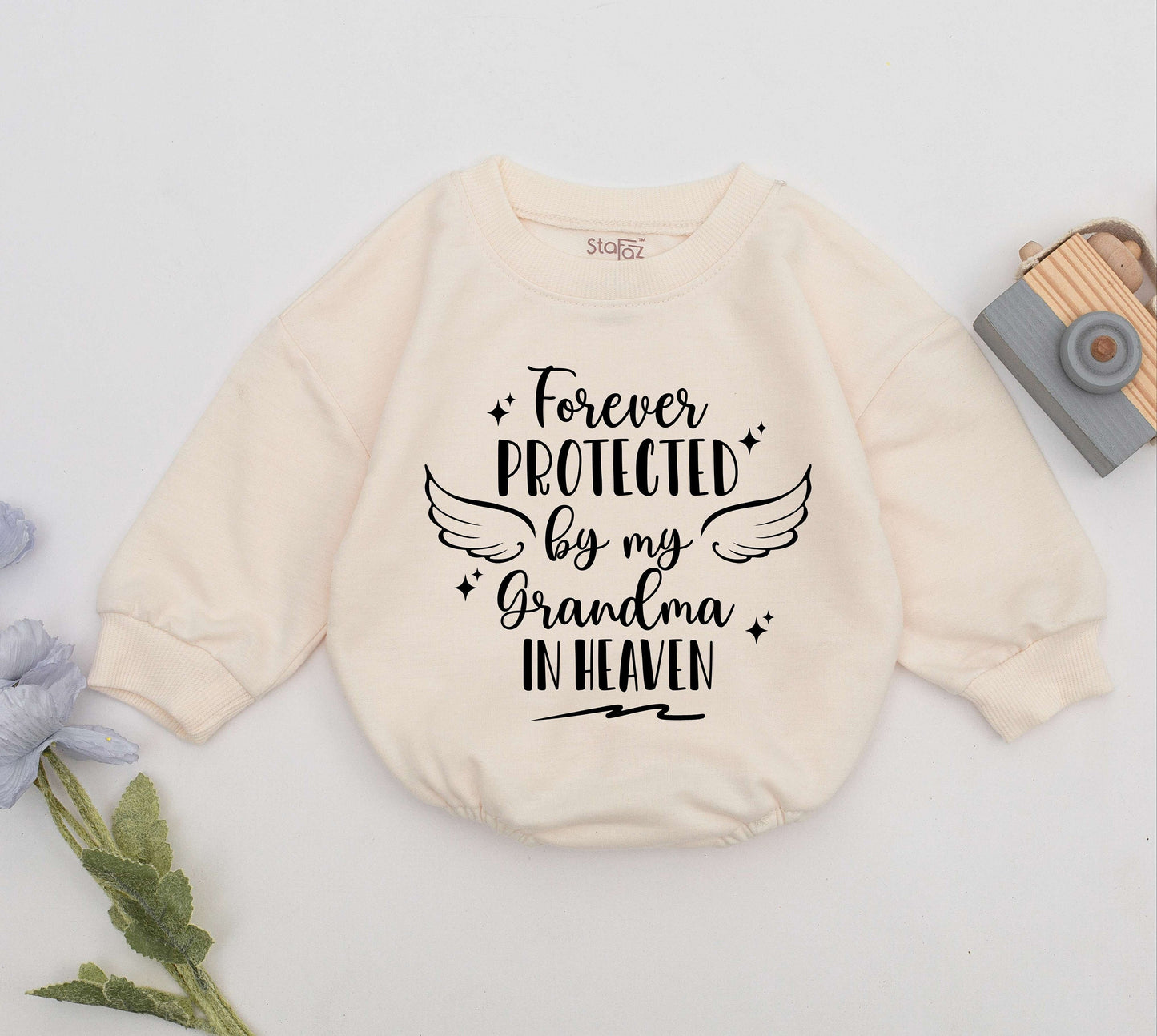 Forever Protected By Grandma Romper Sweet Angel Baby Shirt Memorial Outfit Sent From Heaven Comforting Remembrance Gift for Baby Shower