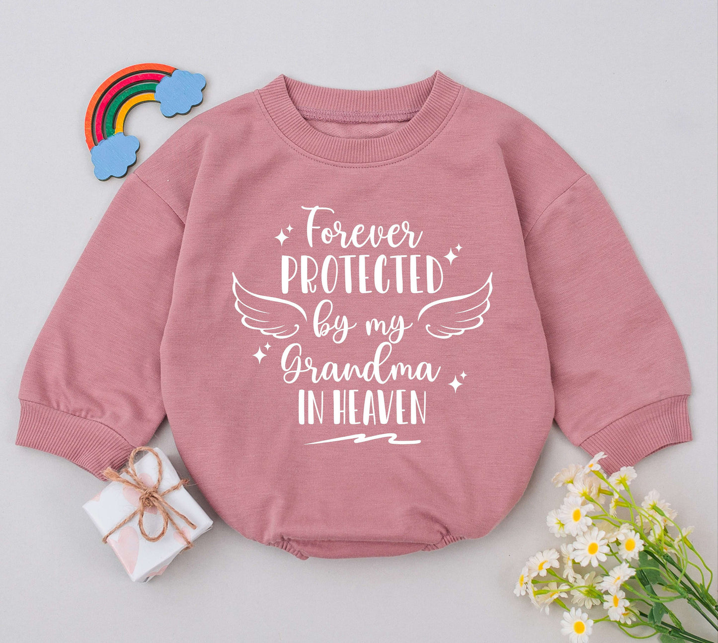 Forever Protected By Grandma Romper Sweet Angel Baby Shirt Memorial Outfit Sent From Heaven Comforting Remembrance Gift for Baby Shower