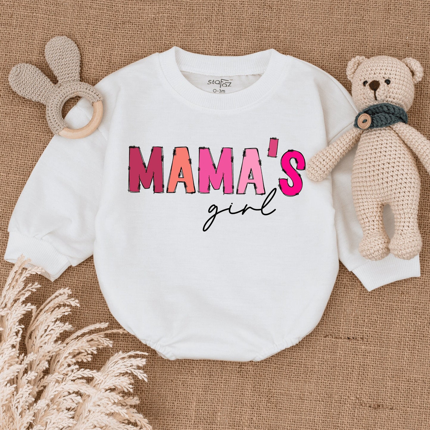 Mama's Girl Pink Bubble Romper Bodysuit Funny Retro Newborn Girl Infant Outfit Adorable Baby Shower Gift Mothers Day Apparel
