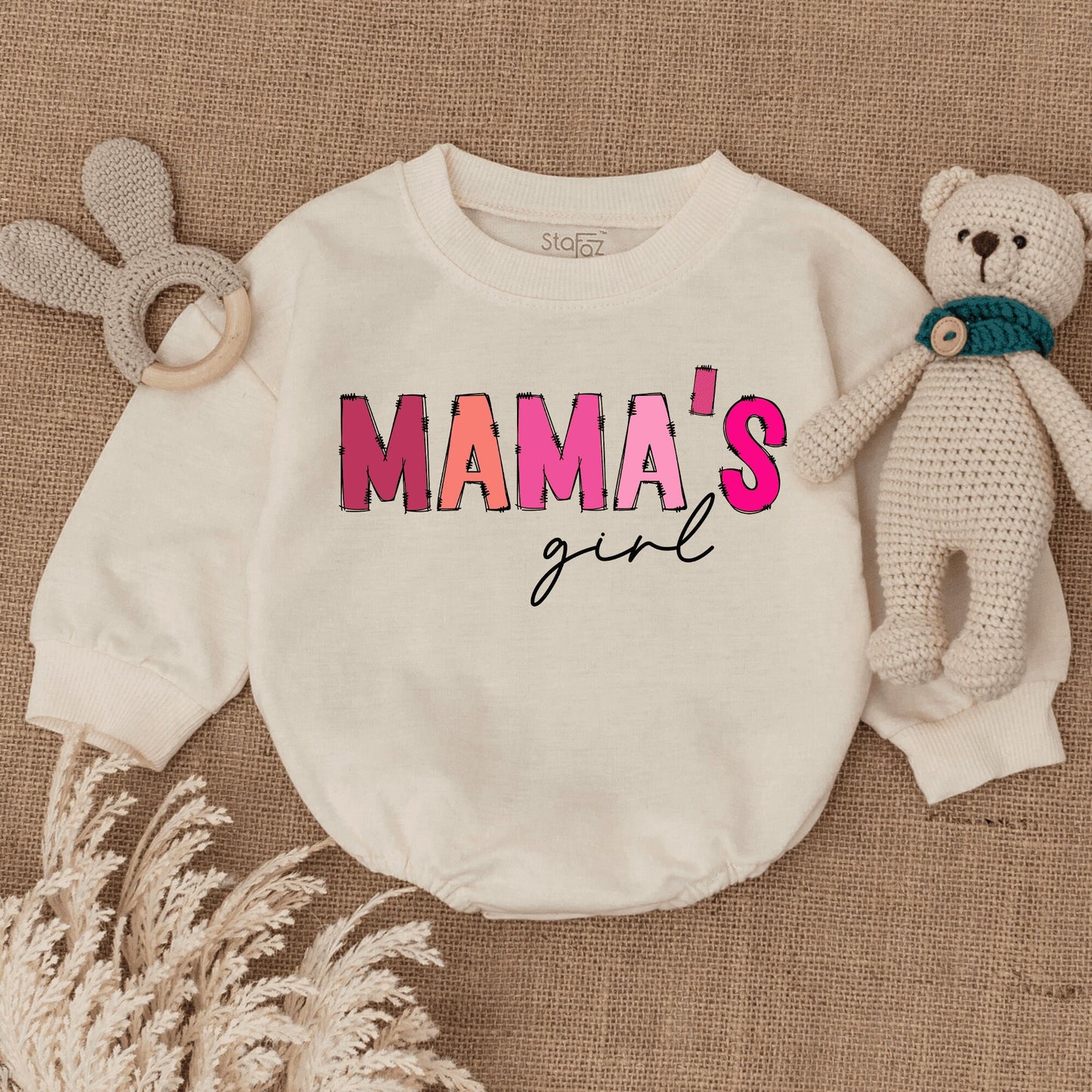 Mama's Girl Pink Bubble Romper Bodysuit Funny Retro Newborn Girl Infant Outfit Adorable Baby Shower Gift Mothers Day Apparel