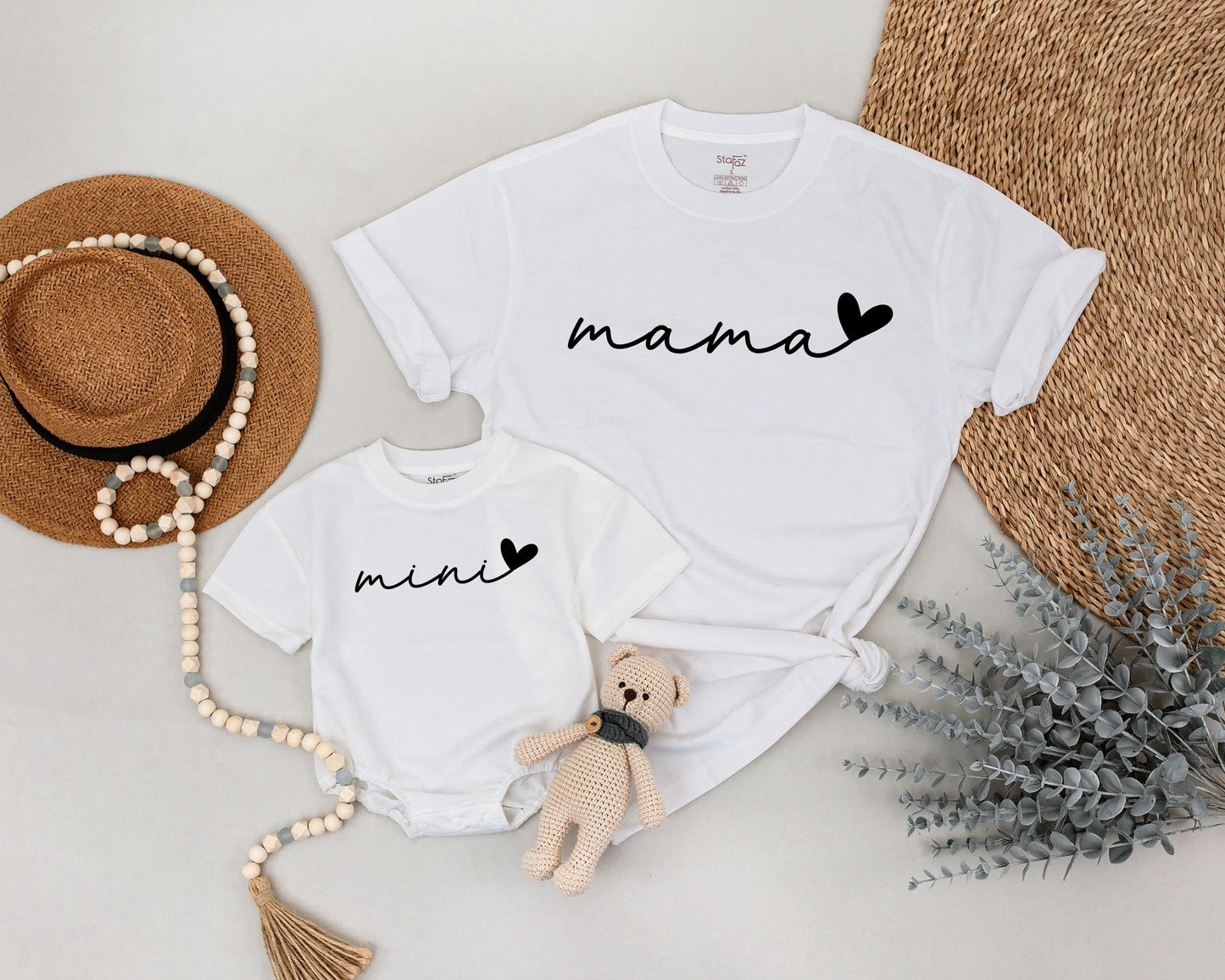 Matching Mama and Mini Shirts, Modern Minimalist Design, Sweet Heart Detail, Soft Cotton Mommy and Baby Outfit for First Mother's Day Gift