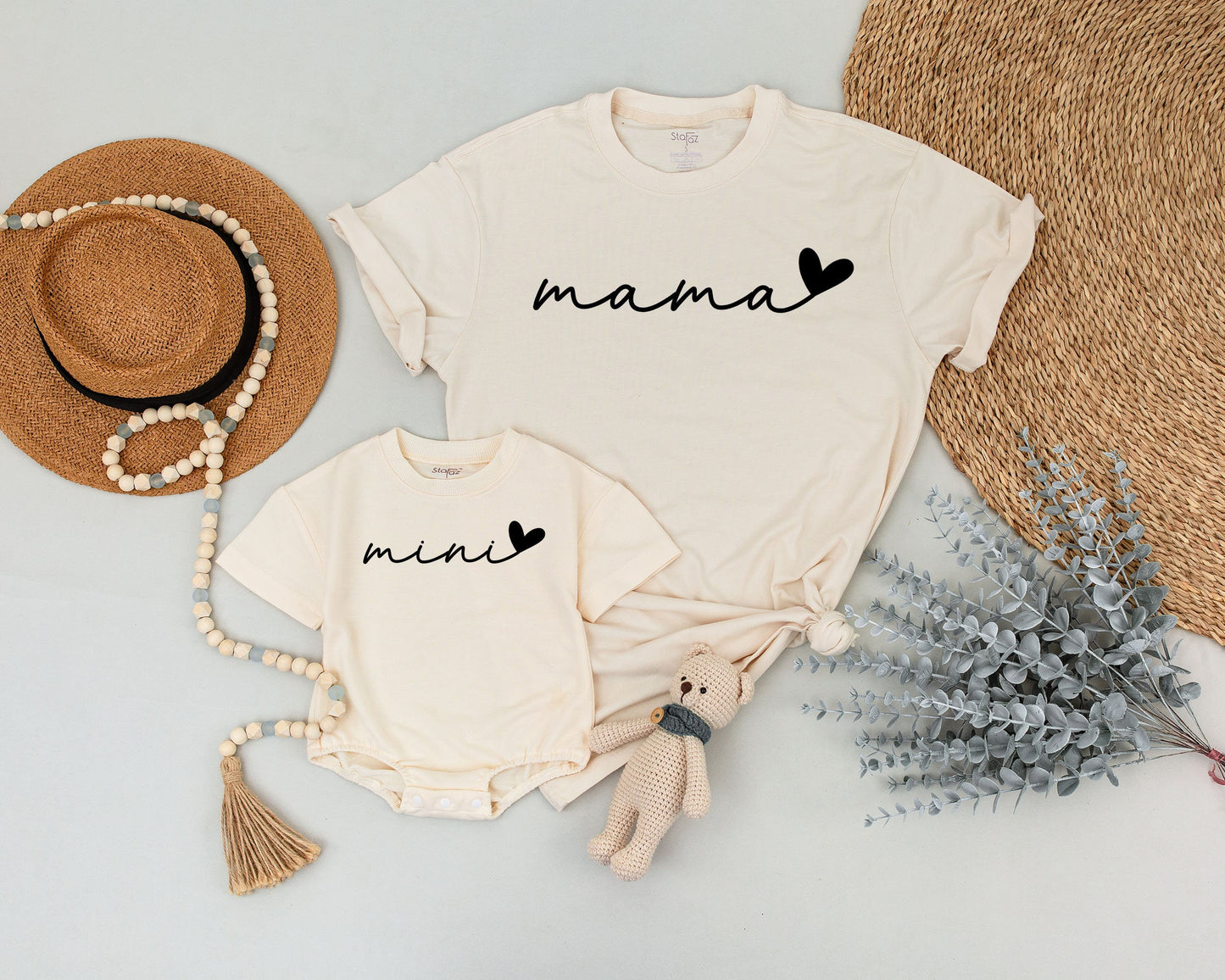Matching Mama and Mini Shirts, Modern Minimalist Design, Sweet Heart Detail, Soft Cotton Mommy and Baby Outfit for First Mother's Day Gift