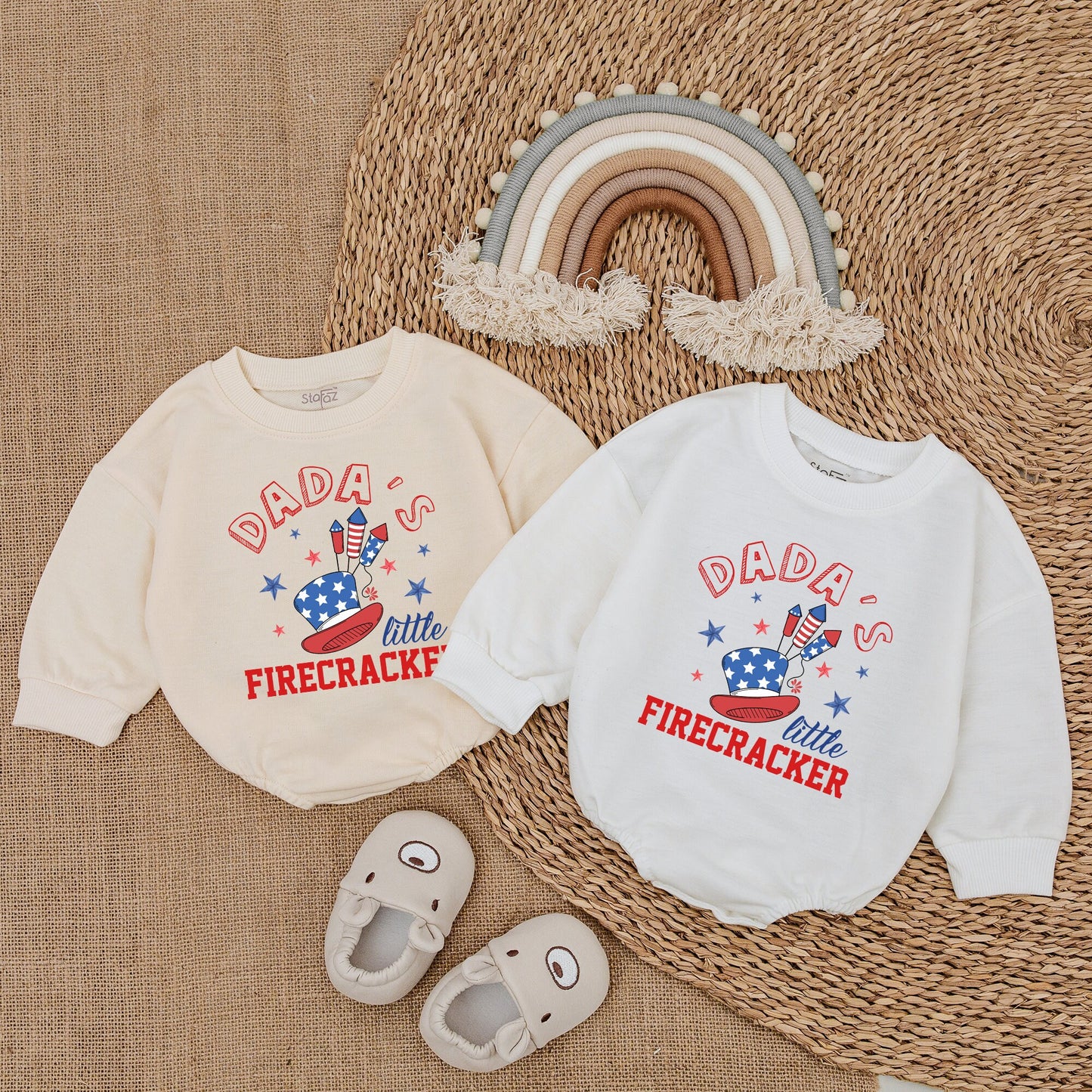 Patriotic Baby Bodysuit - Dada's Firecracker Romper Outfit