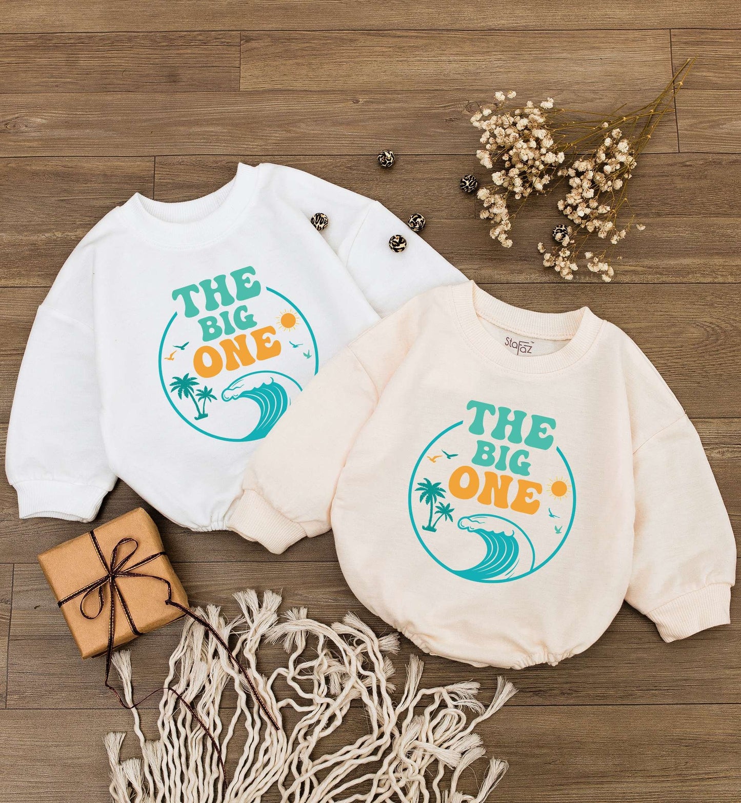 Beach Van 1st Birthday Romper: Neutral Baby Shower & Summer Outfit