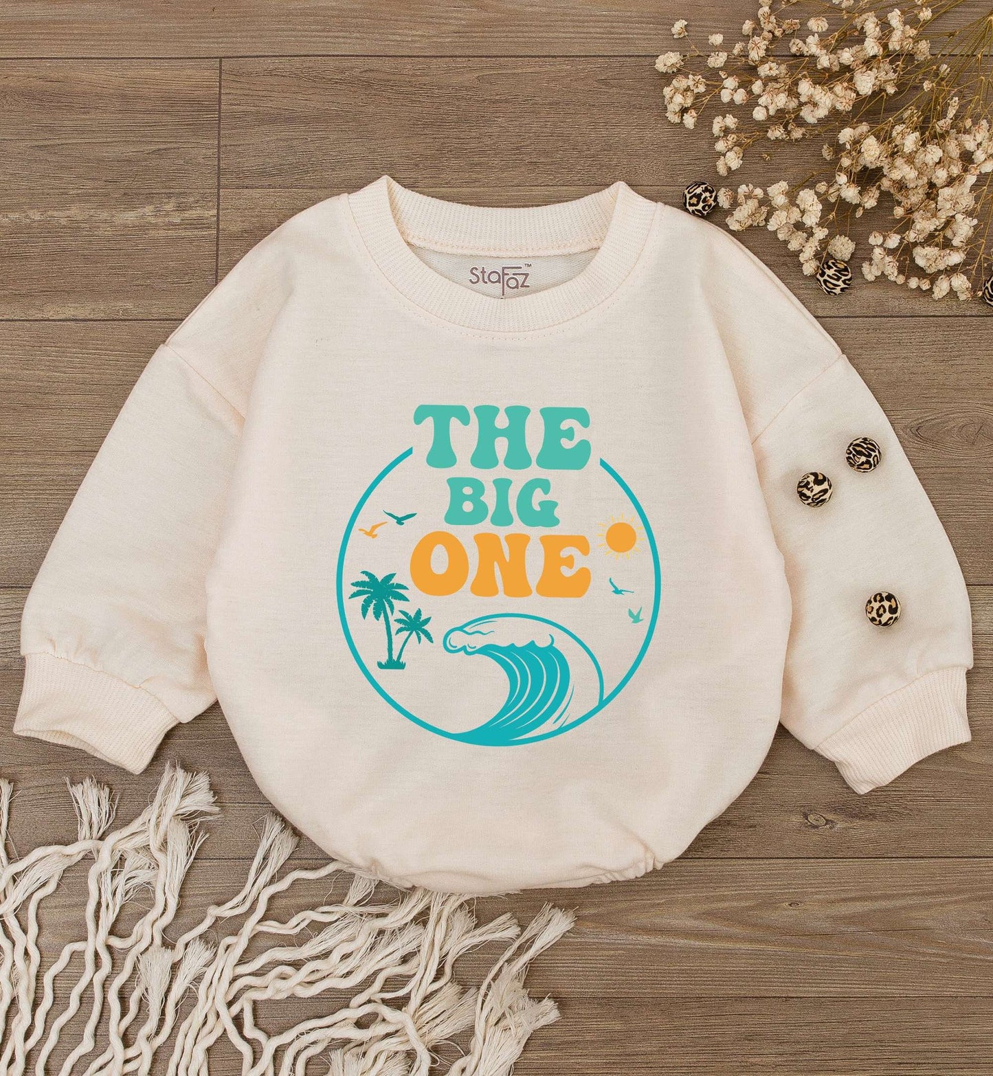 Beach Van 1st Birthday Romper: Neutral Baby Shower & Summer Outfit