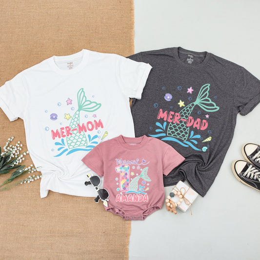 Mermaid Family Outfits: Custom Baby & Matching Birthday Shirts