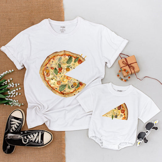 Matching Pizza Family Shirts: Baby, Dad, and Toddler Outfits