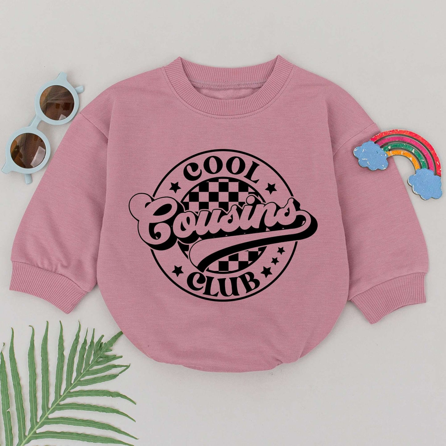 Cool Cousins Club Romper Boho Retro Baby Outfit Natural Infant Shower Gift Gender Neutral Newborn