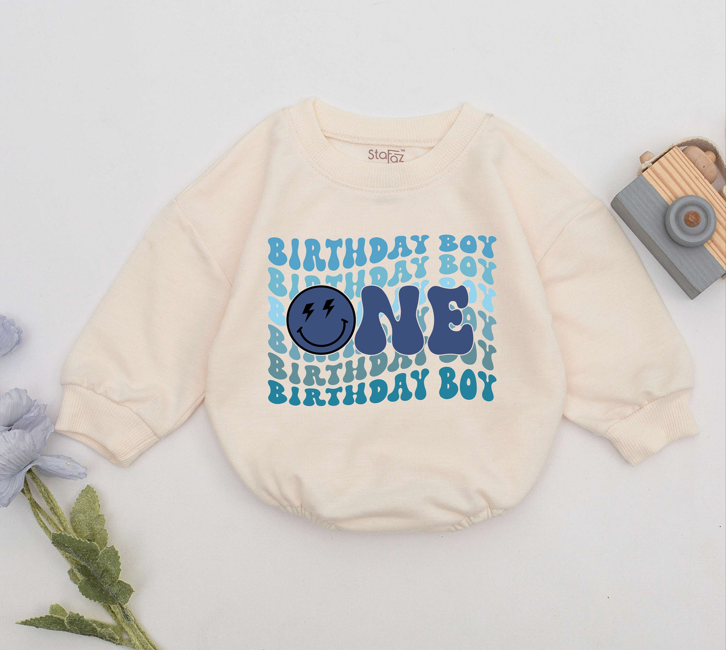 One Birthday Boy Romper First Birthday Gift for Baby Boy Turning One Candle Outfit Newborn Clothes