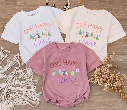 Happy Camper Romper: First Birthday & Baby Shower Adventure Outfit