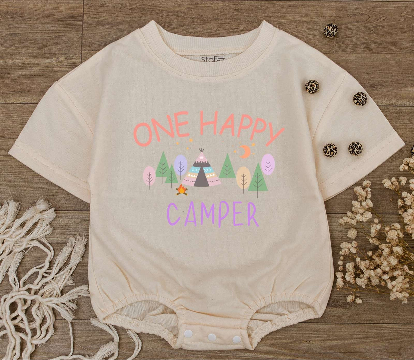 Happy Camper Romper: First Birthday & Baby Shower Adventure Outfit