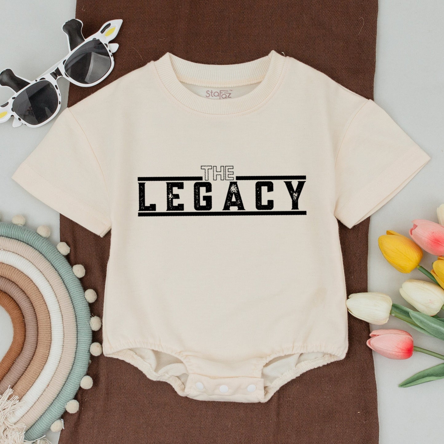 The Legend The Legacy Father Son Matching Shirt and Bodysuit Set Daddy and Me Modern Bold Black Text First Fathers Day Gift