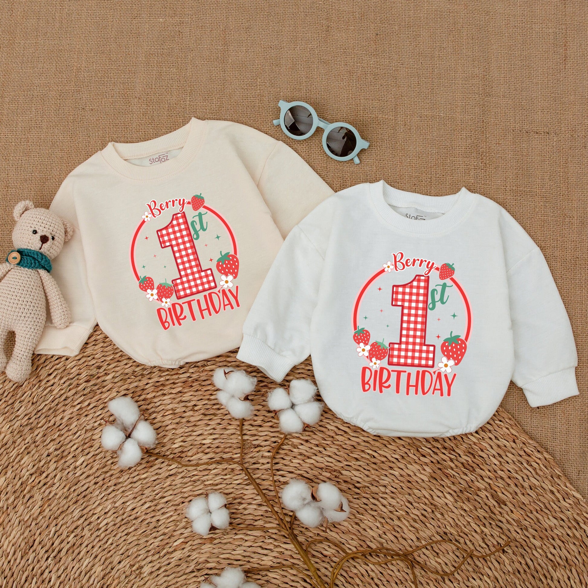 Berry Sweet One 1st Birthday Romper Baby Girl First Celebration Outfit Strawberry Gingham Smash Cake Bodysuit Baby Shower Gift