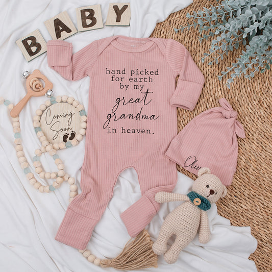 Hand Picked for Earth Baby Bodysuit by Great Grandpa Grandma in Heaven Pregnancy Announcement Gift Perfect Shower Newborn Outfit