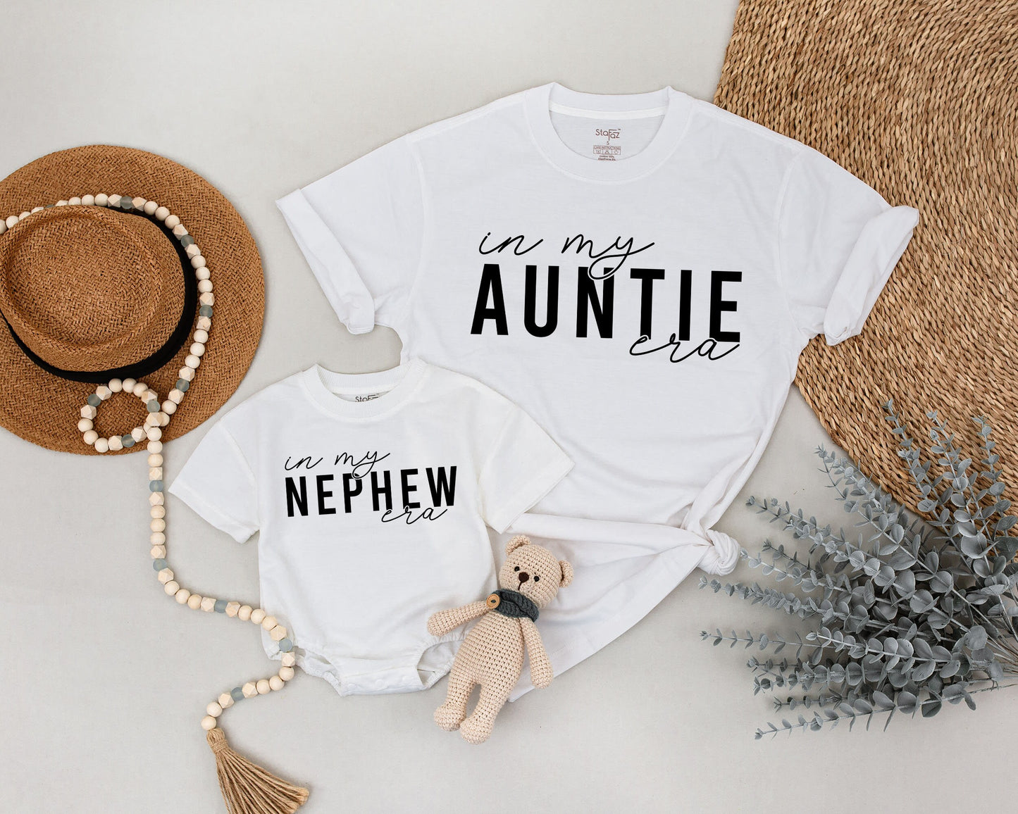 In My Auntie Era Shirt Matching Auntie Nephew Niece Baby Outfit Personalized Aunt Gift Retro Style Comfortable Black Text Design