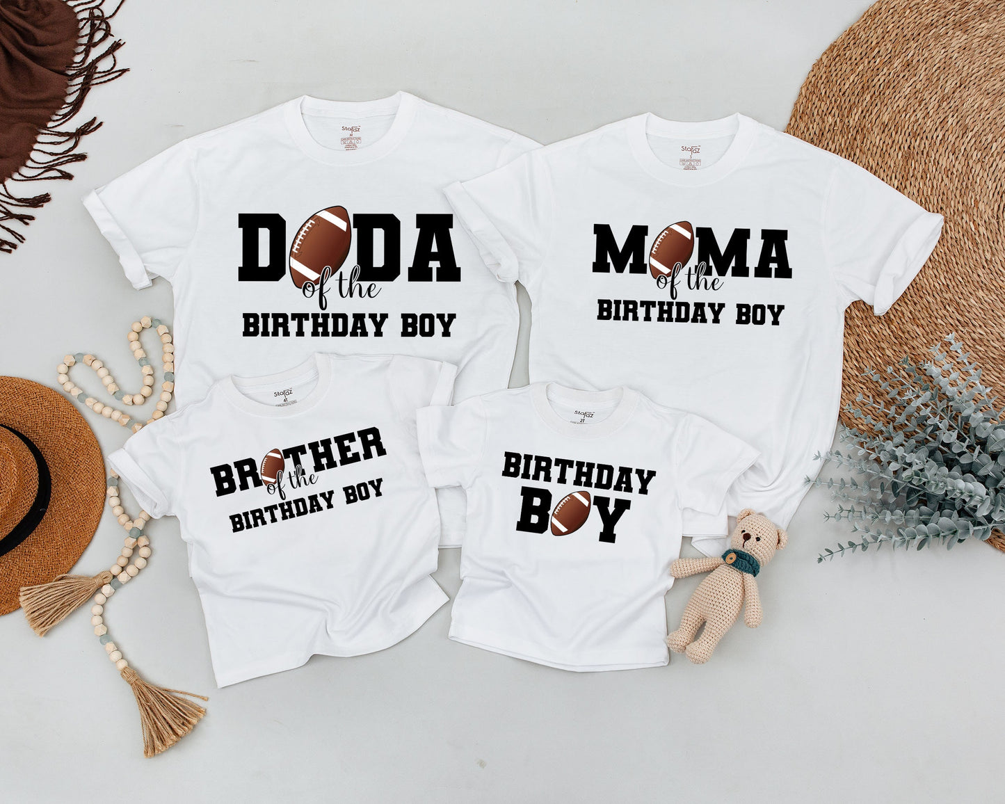 Playful Football First Birthday Matching Family Shirts for Birthday Boy Parents Siblings with Bold Graphics 1st Year Down Celebration Outfit