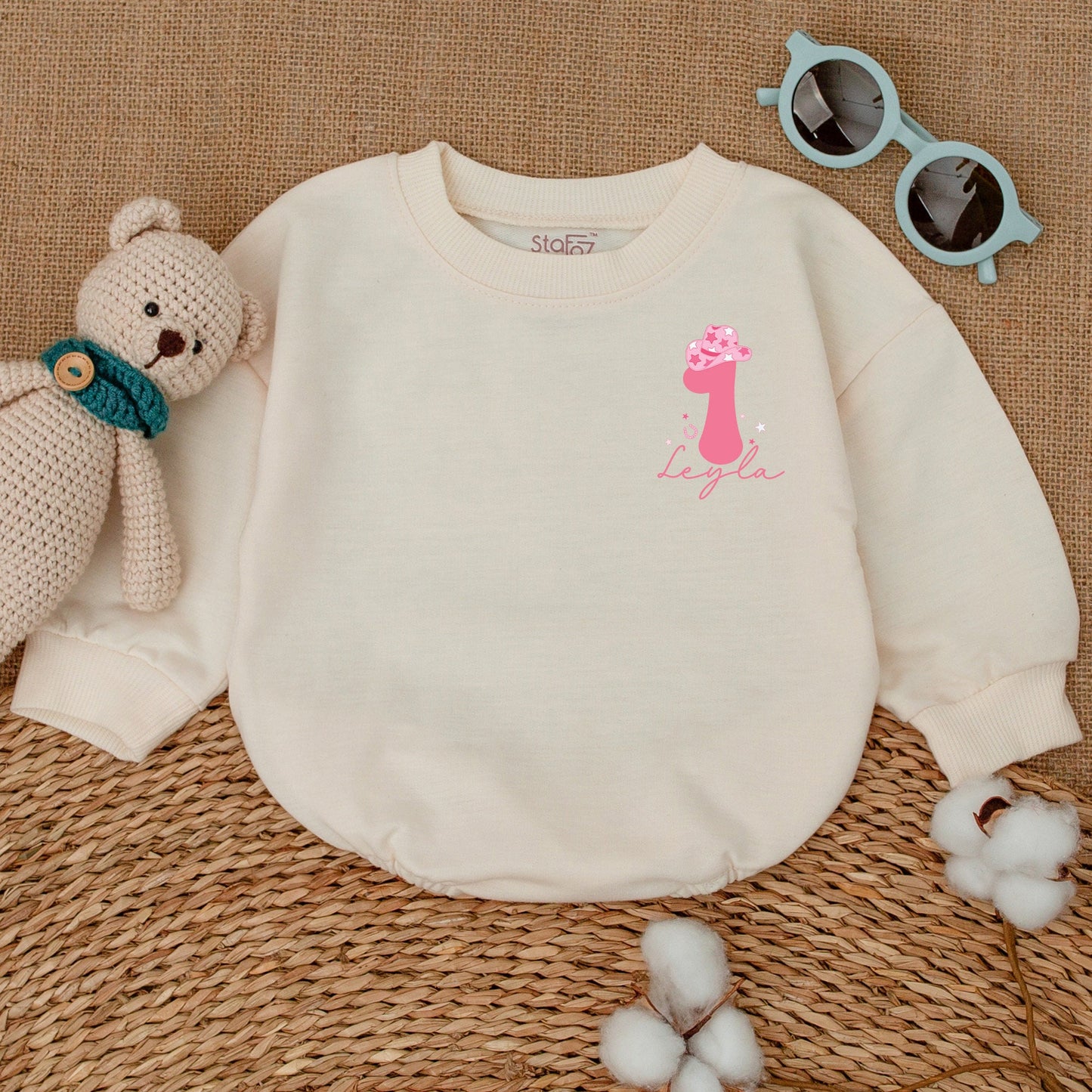 Personalized Baby Girl Howdy I'm The Birthday Girl Romper, 1st Birthday Cowgirl Outfit First Rodeo Celebration Bodysuit Western Bubble Romper Baby Shower Gift