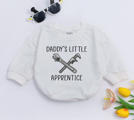 Daddy's Little Apprentice Baby Romper with Crossed Wrenches Design Future Plumber Newborn Bodysuit Soft Comfortable Cotton Union Baby Gift