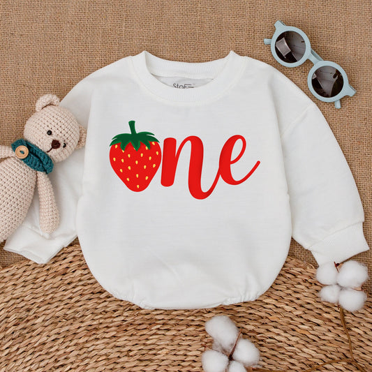 Strawberry 1st Birthday Baby Girl Romper Sweet One Outfit Smash Cake Bodysuit Soft Cotton Summer Gift for First Celebration Photo Shoot