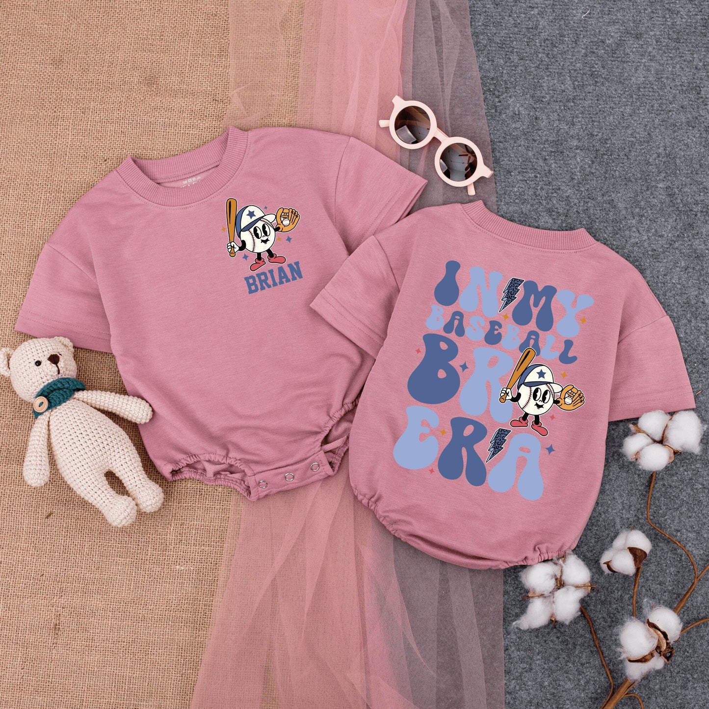 Personalized Baseball Bro Romper: Retro Baby Gameday Outfit for Future Sluggers! Custom Name Vintage Baseball Bodysuit, Comfy Infant Clothes, Game Day Ready